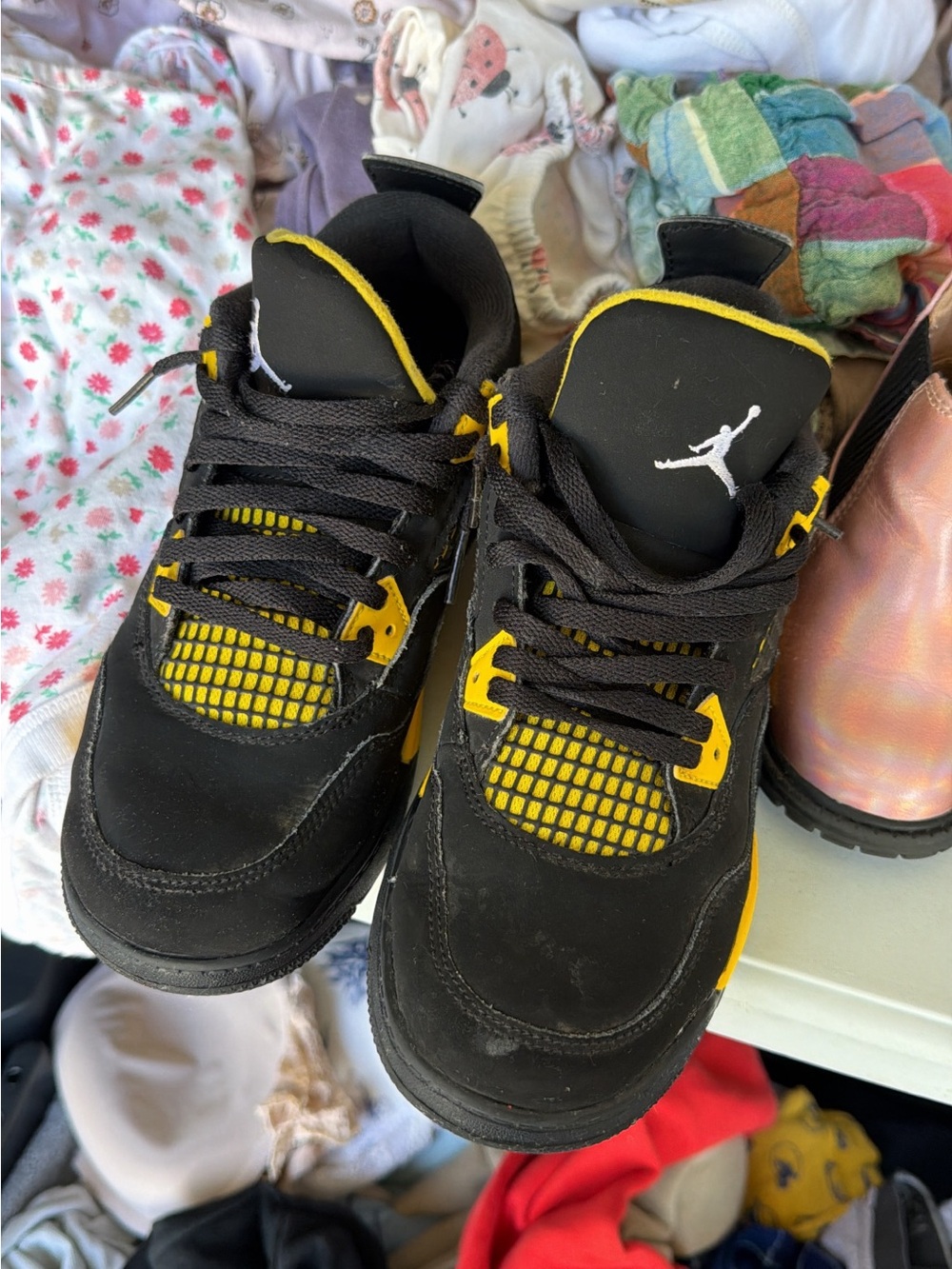 Jordan Kids Black and Yellow Basketball Sneakers